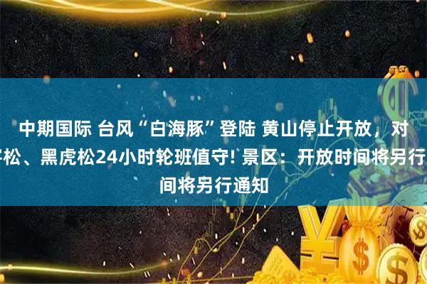 中期国际 台风“白海豚”登陆 黄山停止开放，对迎客松、黑虎松24小时轮班值守! 景区：开放时间将另行通知